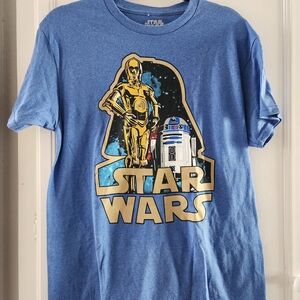 Star Wars Blue Tee with Gold and White Print